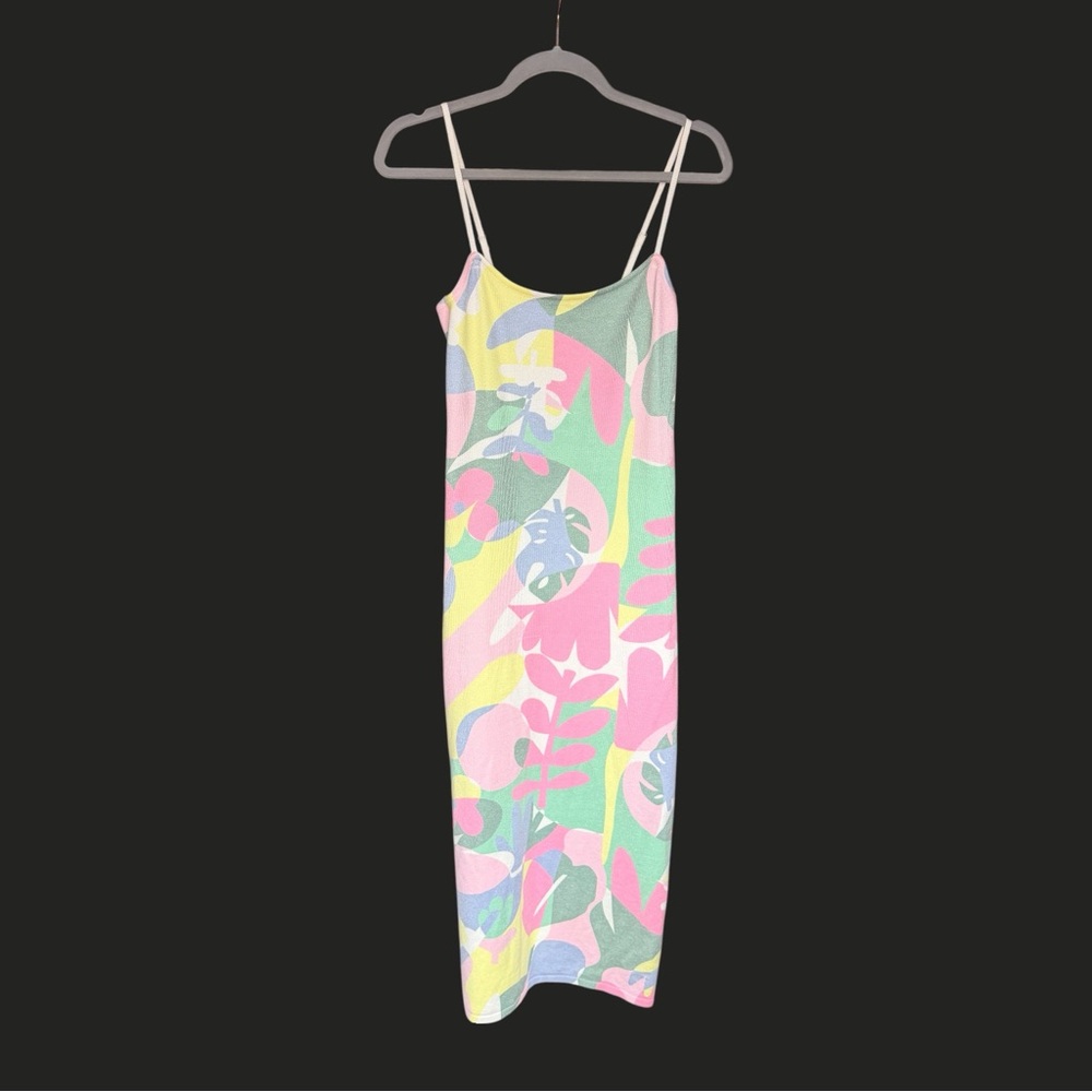NWT LE‎ LIS Pastel Bodycon Knit Slip Midi Dress Fitted S